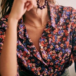 Sezane Pierro Shirt - Printed Purple Flowers